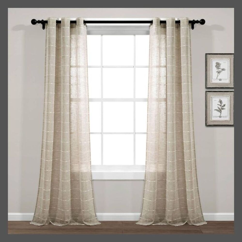 Lush Decor - Set of 2 (108"x38") Farmhouse Textured Grommet She Tan